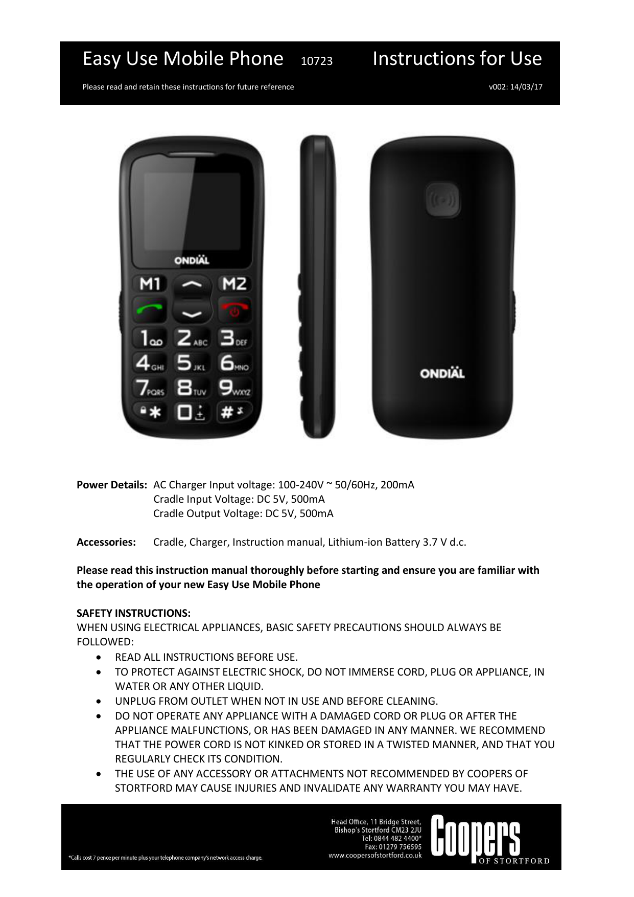Easy Use Mobile Phone 10723 Instructions for Use Manualzz