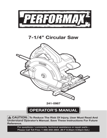 7 1 4 Circular Saw Manualzz, Performax Table Saw Manual