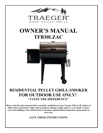 Traeger TFB30LZAC Bbq And Gas Grill Owner's Manual | Manualzz