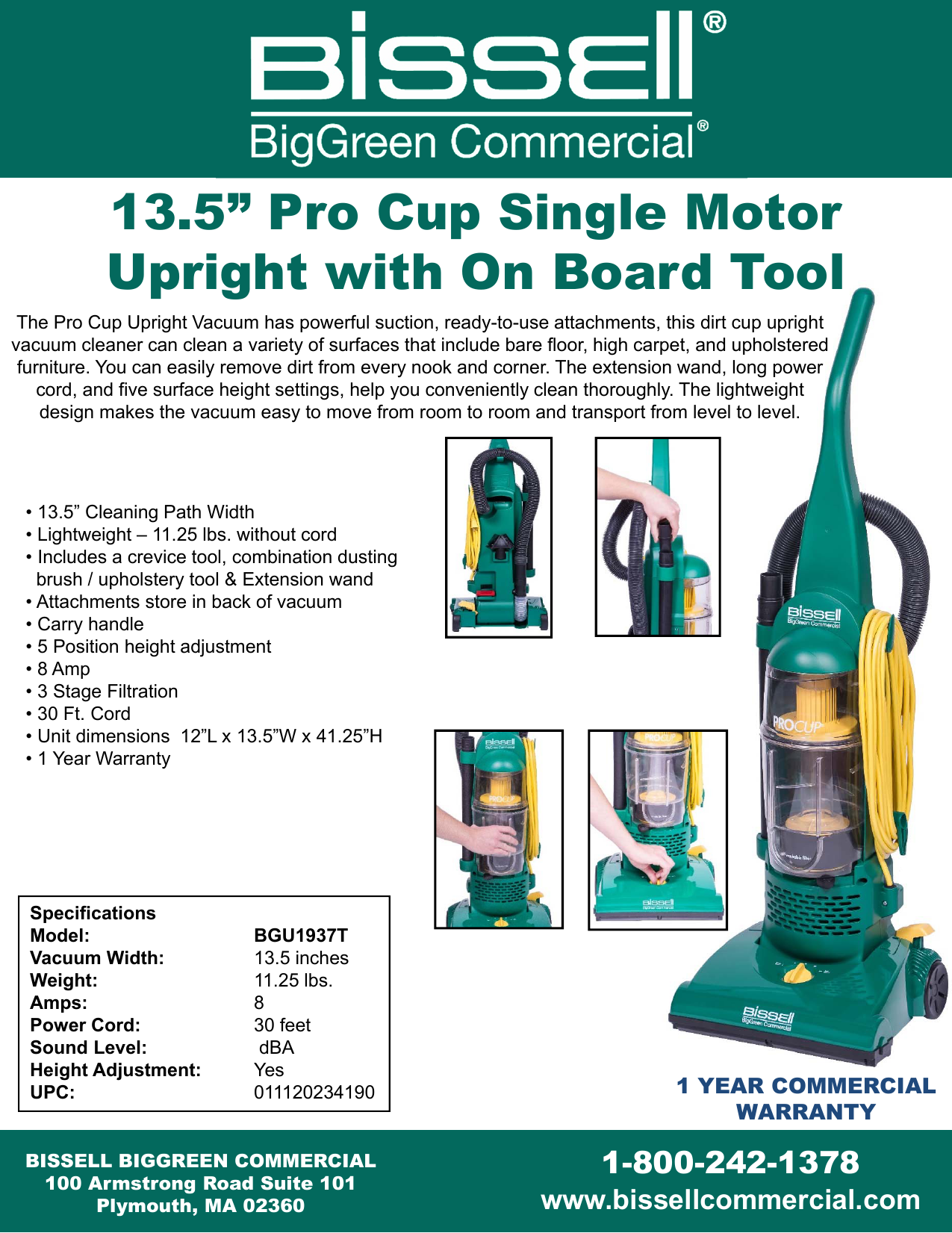 13.5” Pro Cup Single Motor Upright with 