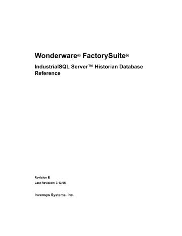 IndustrialSQL Server Historian Database Reference | Manualzz
