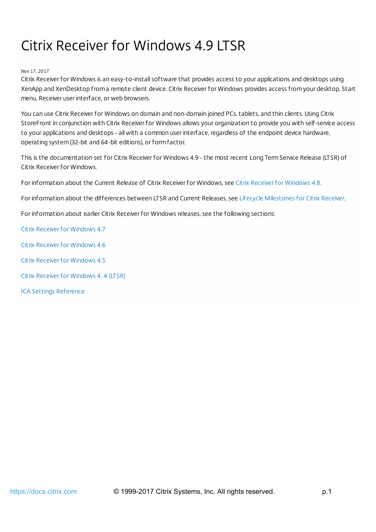 citrix receiver 4.9 ltsr