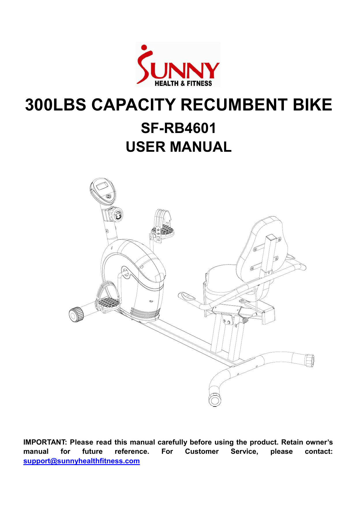 Sunny recumbent bike online manual