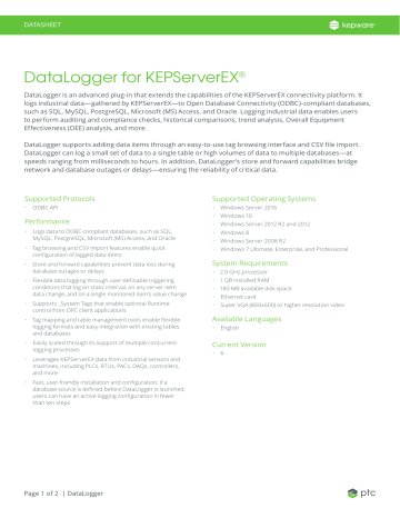 DataLogger for KEPServerEX | Manualzz