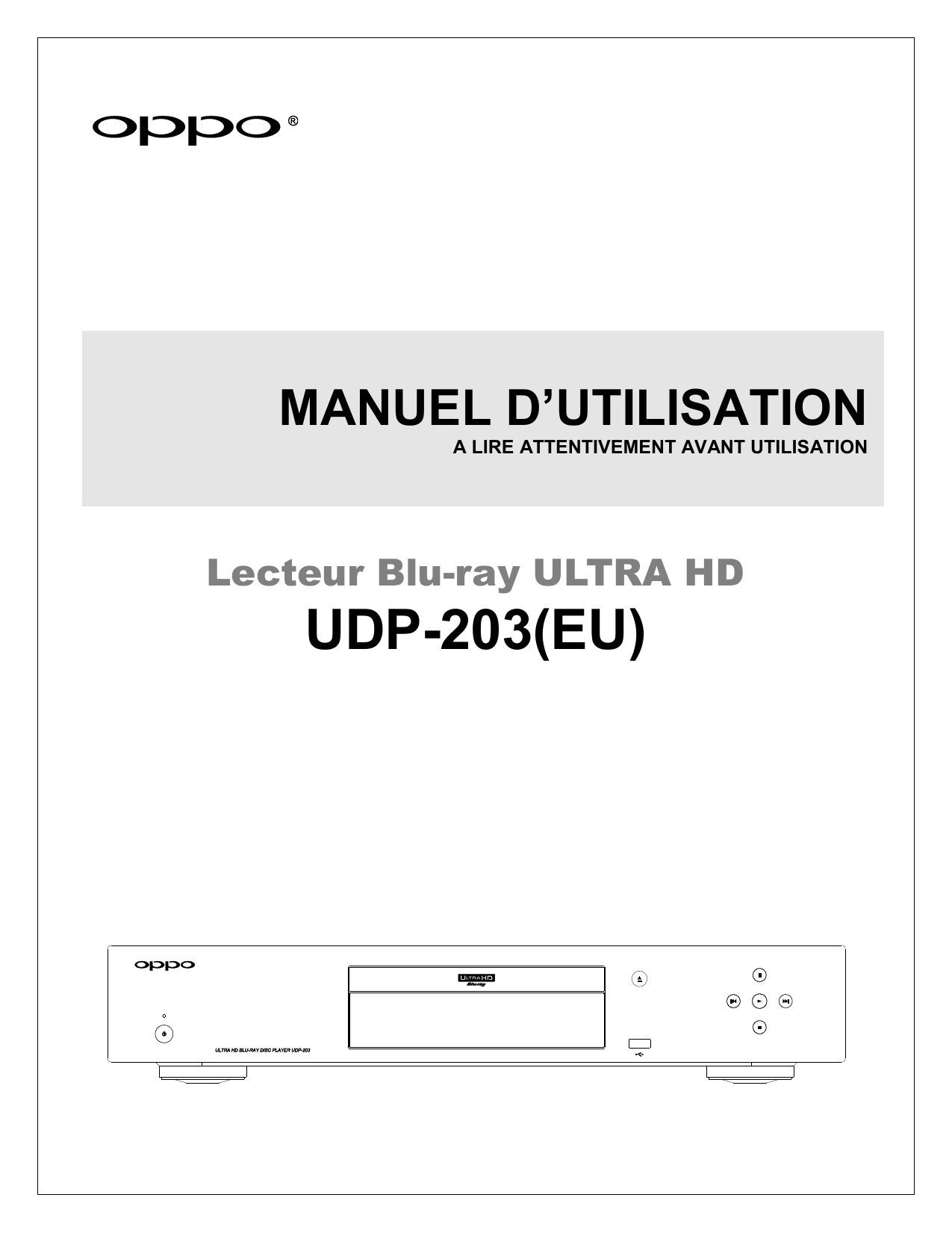 Oppo UDP203 User Manual Manualzz