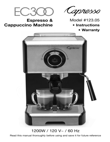 Capresso 123 EC300 Espresso Machine Instruction manual | Manualzz