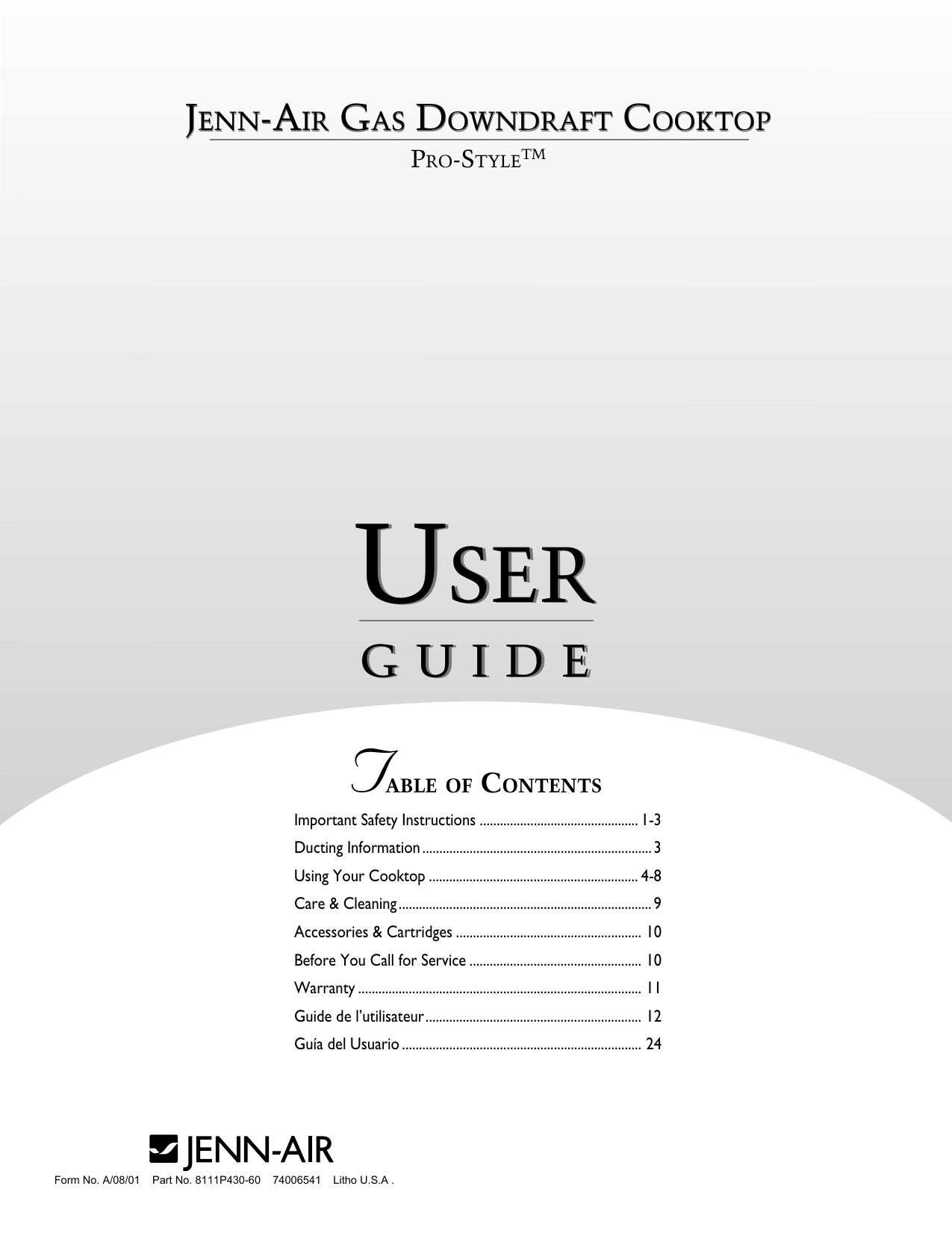 JennAir JGD8130ADS, PROSTYLE, JGD8130 series, JGD8345 series