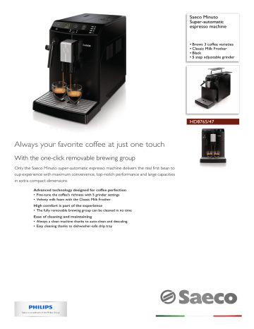 HD8765/47 Saeco Super-automatic espresso machine | Manualzz