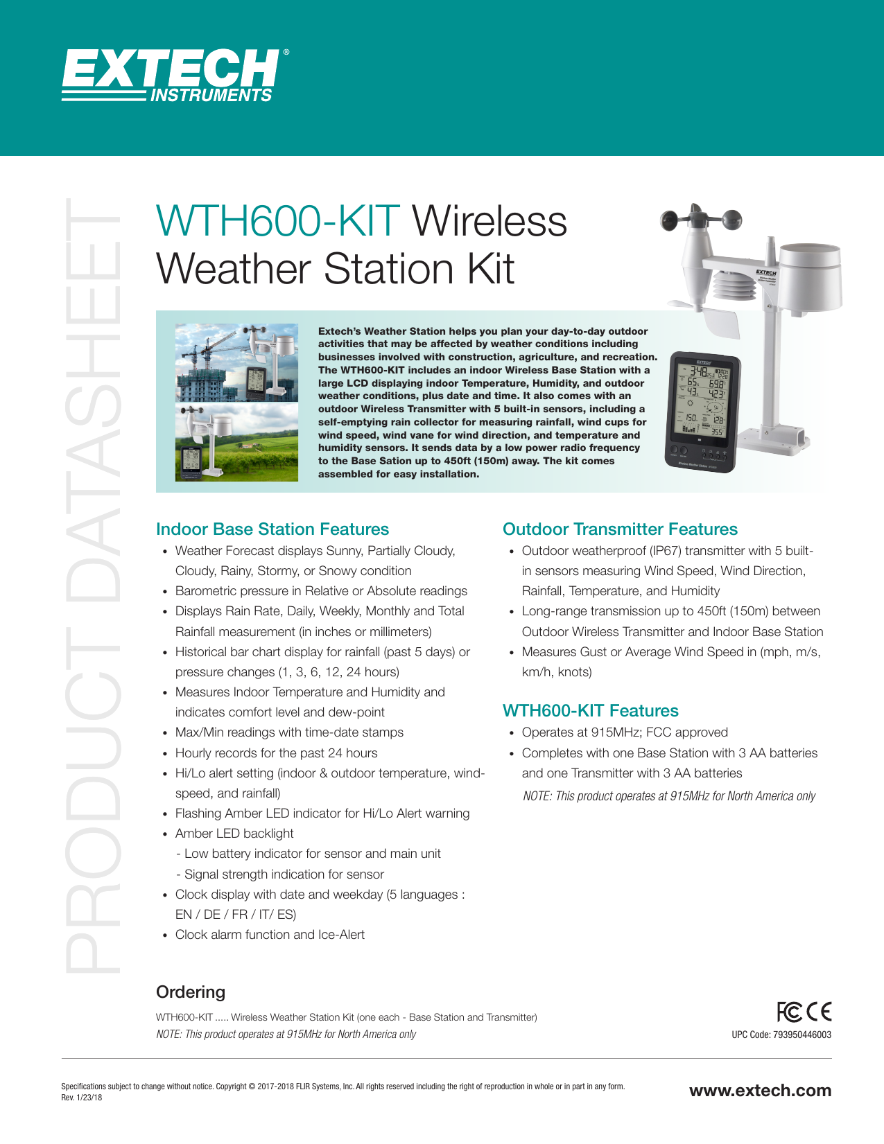 Home & Kitchen Extech WTH600KIT Weather Station Kit Home Décor Home