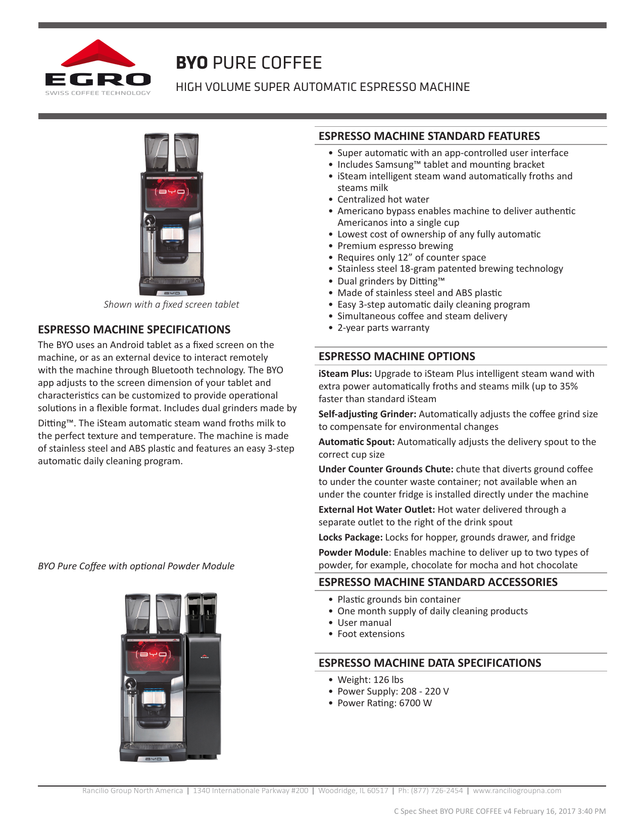 byo pure coffee - Rancilio Group North 