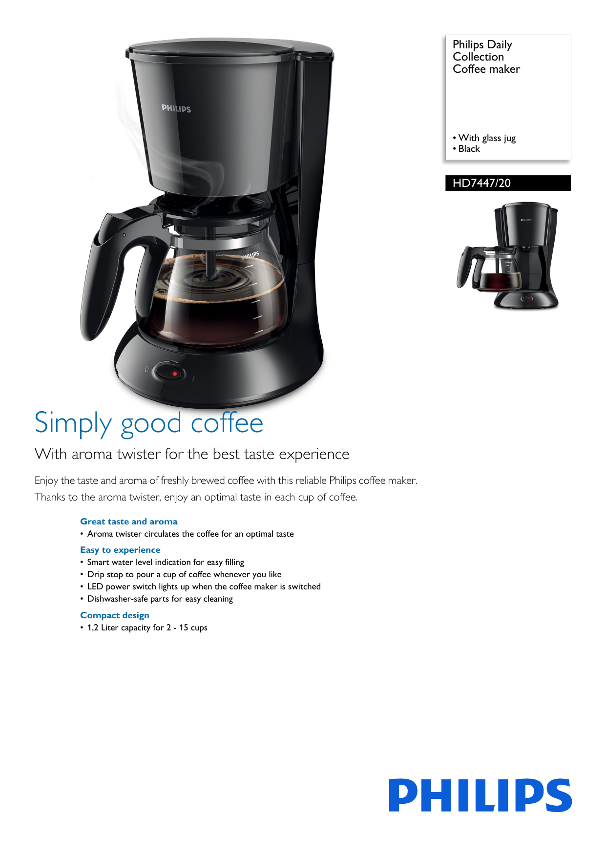 HD7447/20 Philips Coffee maker | Manualzz