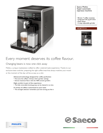HD8777/11 Saeco Super-automatic espresso machine | Manualzz