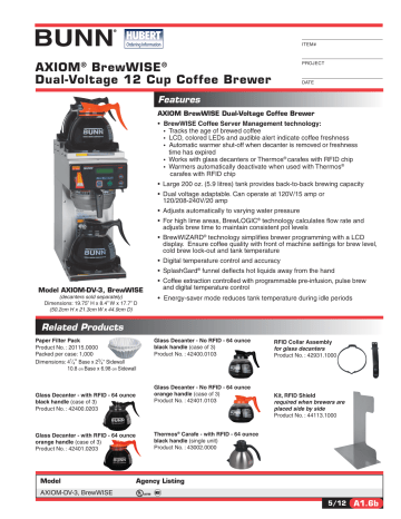 AXIOM® BrewWISE® Dual-Voltage 12 Cup Coffee | Manualzz