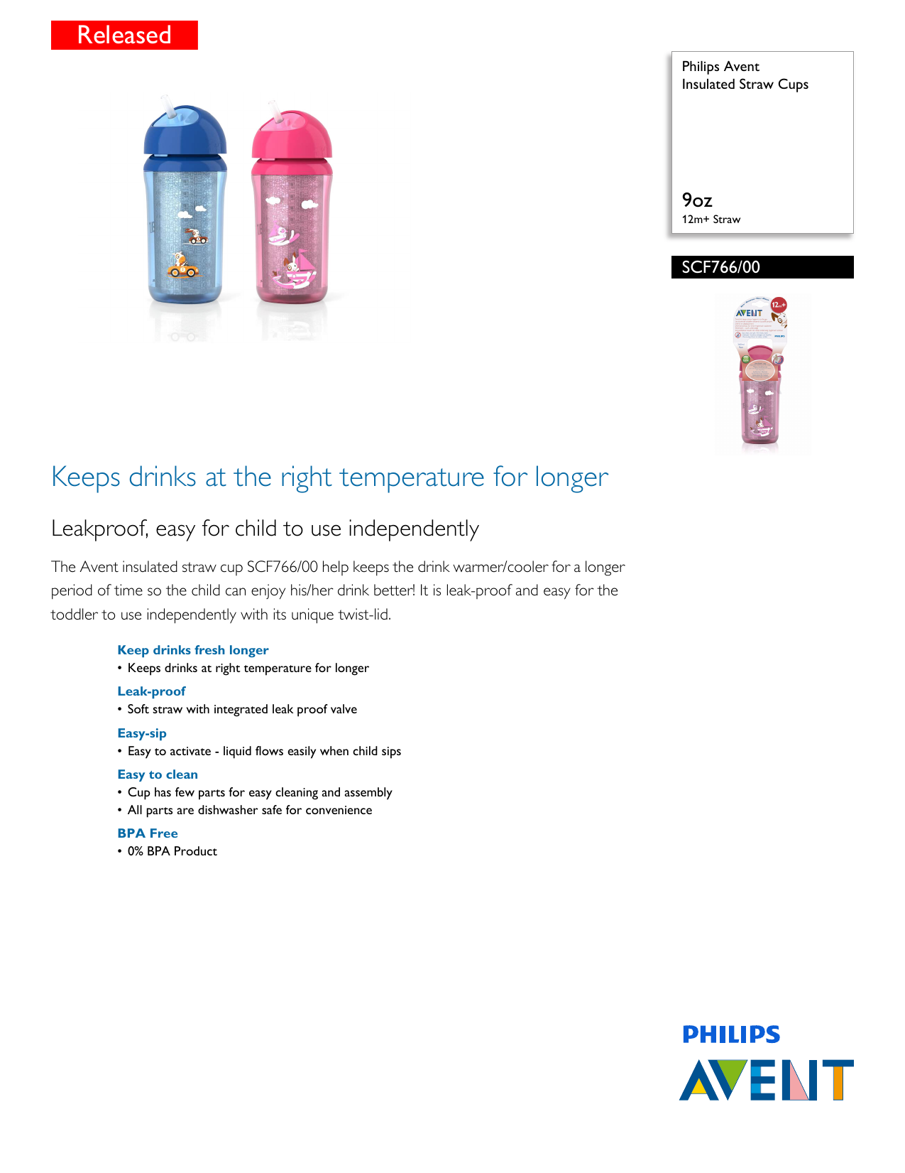 philips avent insulated straw cup