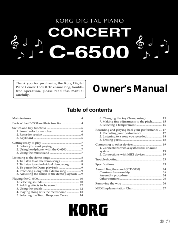 Korg C-6500 Owner's Manual | Manualzz