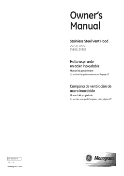 GE ZV855SP1SS Range Hood Owner's Manual