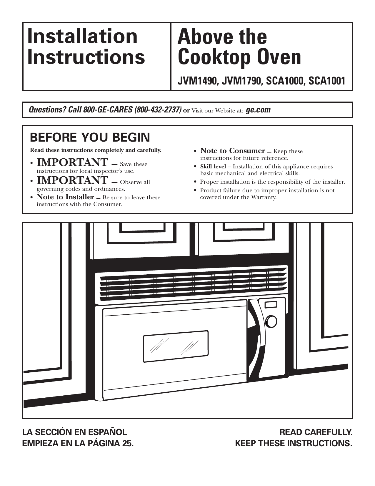 GE SCA1000HBB Profile Advantium® 120 AbovetheCooktop Oven