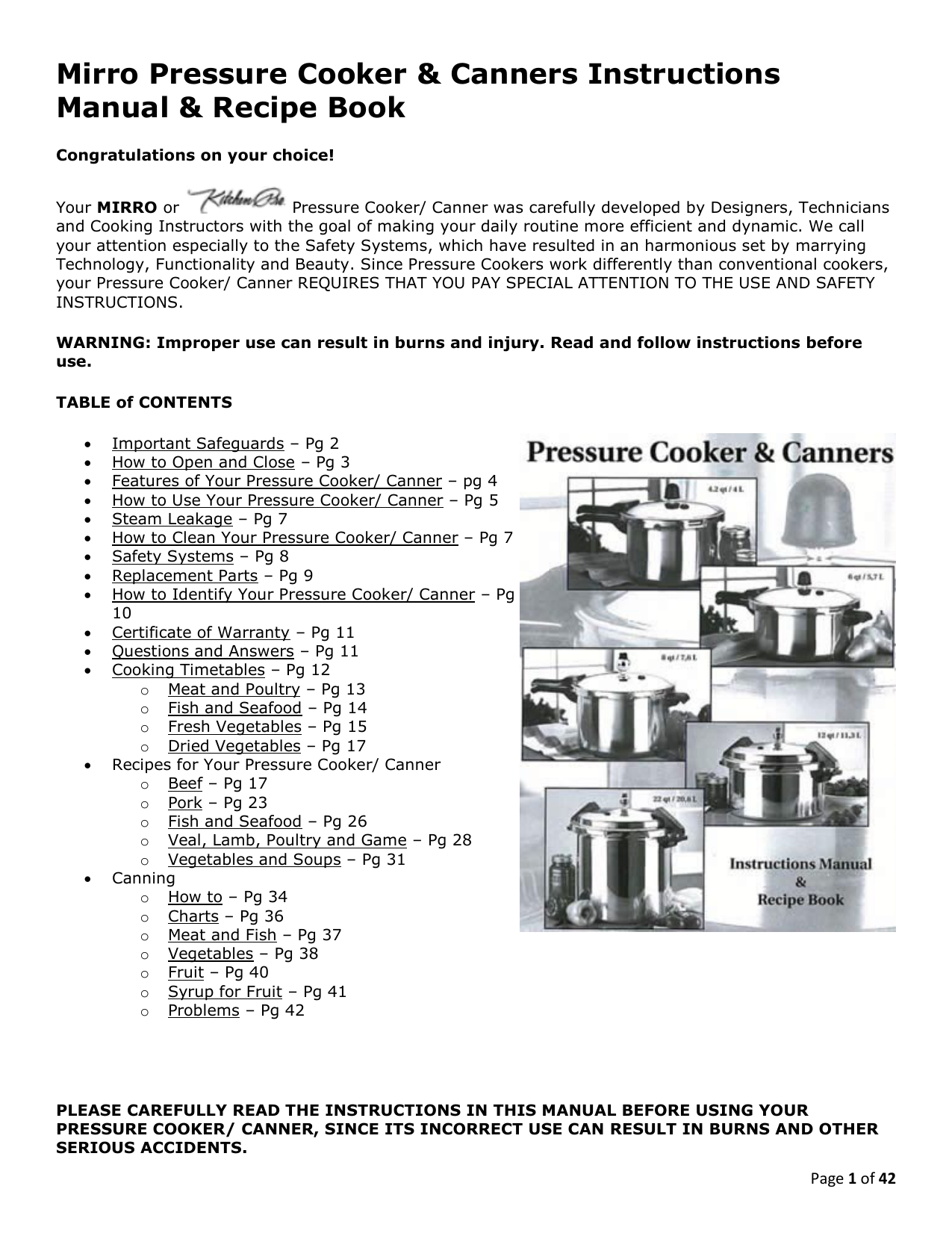 Mirro Pressure Cooker & Manualzz