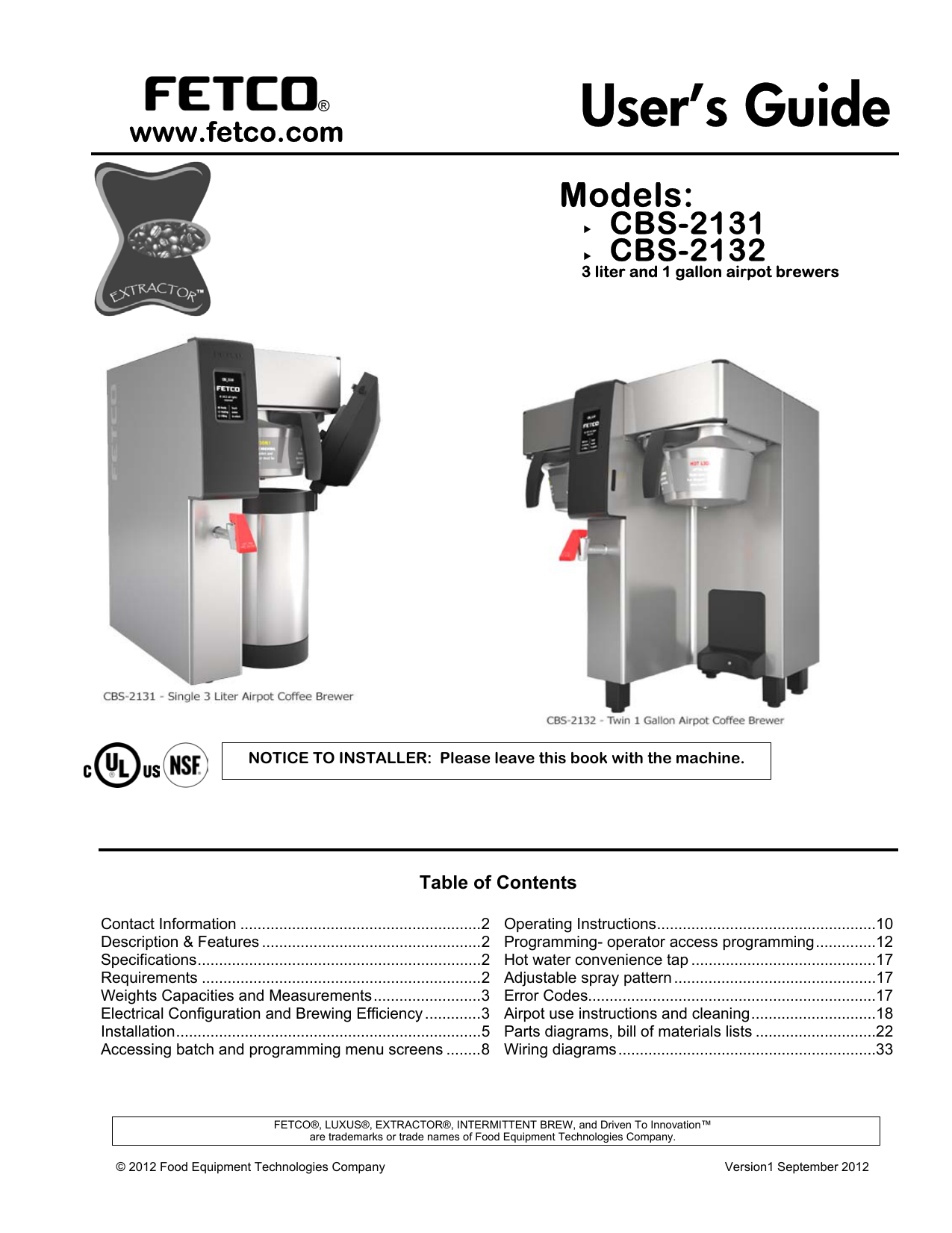 Fetco CBS-2132 XTS User manual | Manualzz