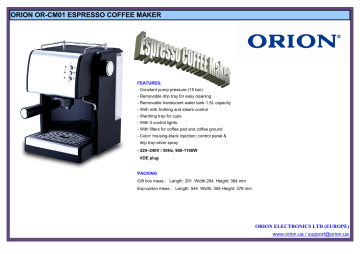 Orion Or Cm01 Espresso Coffee Maker Manualzz