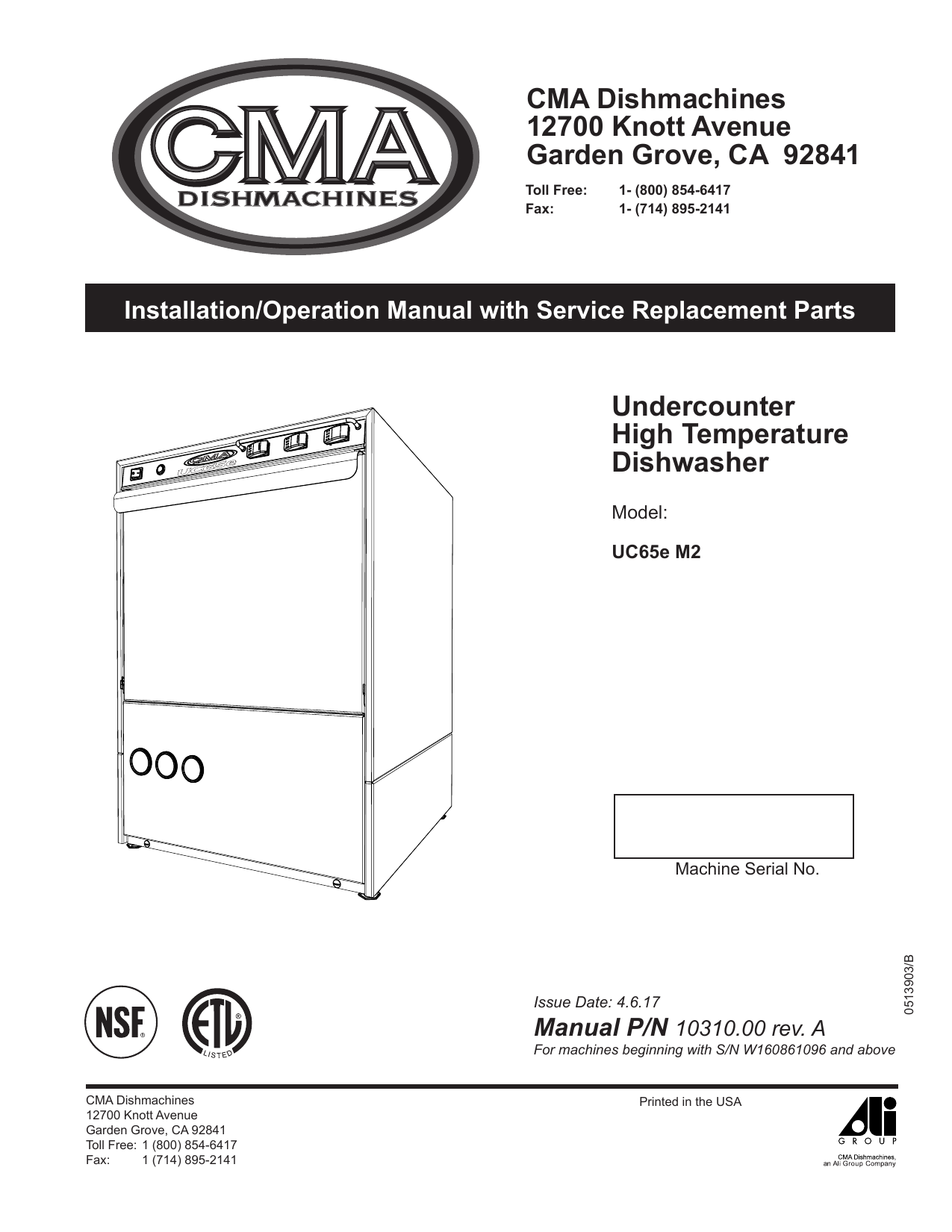 Undercounter High Temperature Dishwasher Cma Dishmachines Manualzz