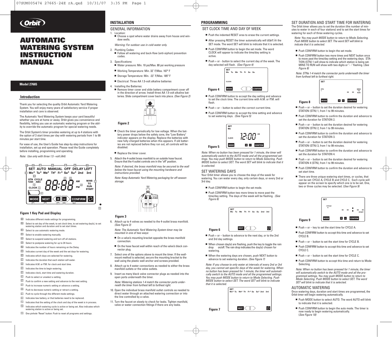 Orbit Water Timer Model 62032 Manual herenfiles