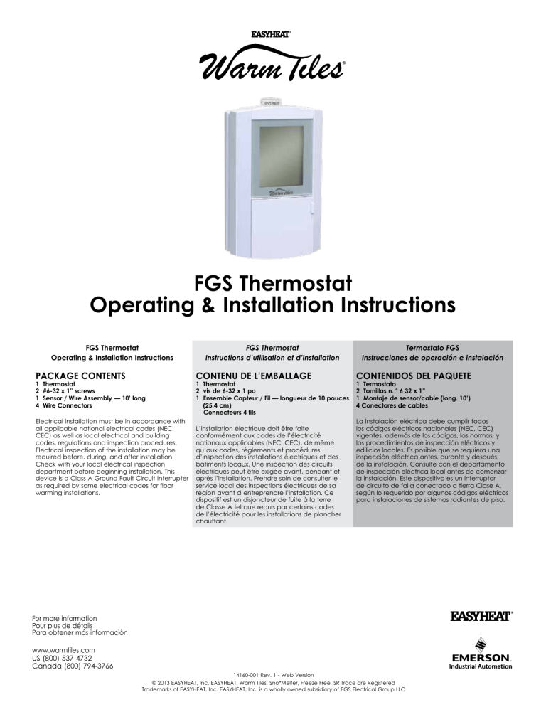 Fgs Thermostat Operating Amp Manualzz, Easy Heat Warm Tiles Troubleshooting