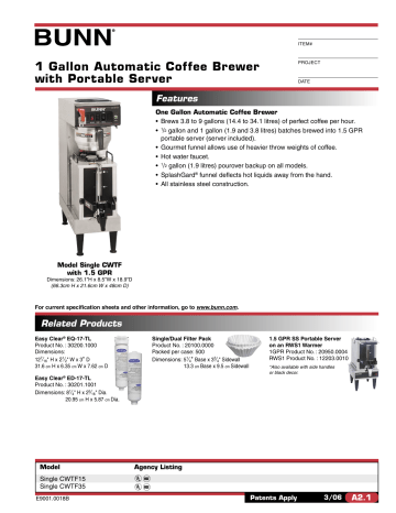 1 Gallon Automatic Coffee Brewer with Portable Server | Manualzz