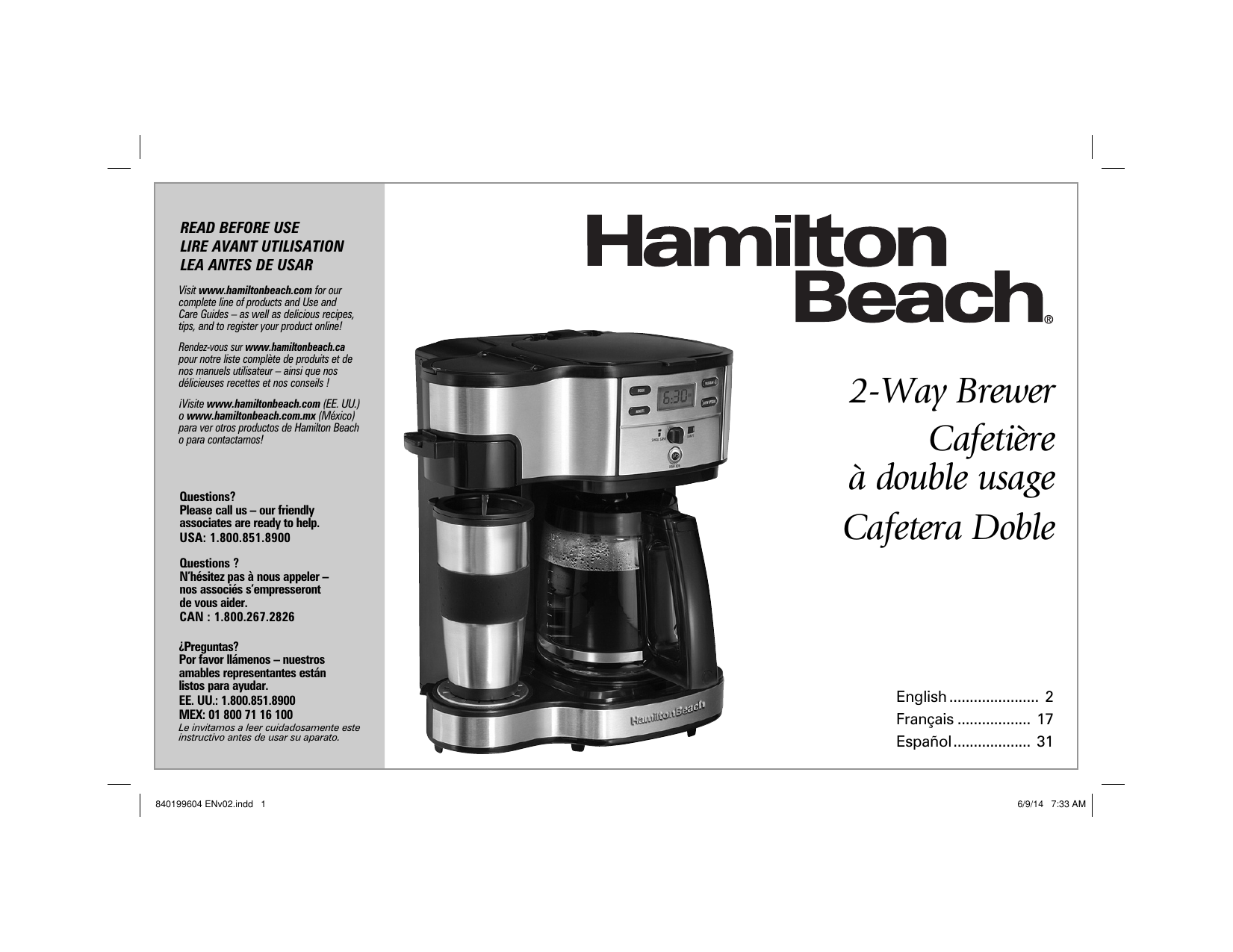 User manual Hamilton Beach The Scoop 49980R (English - 44 pages)