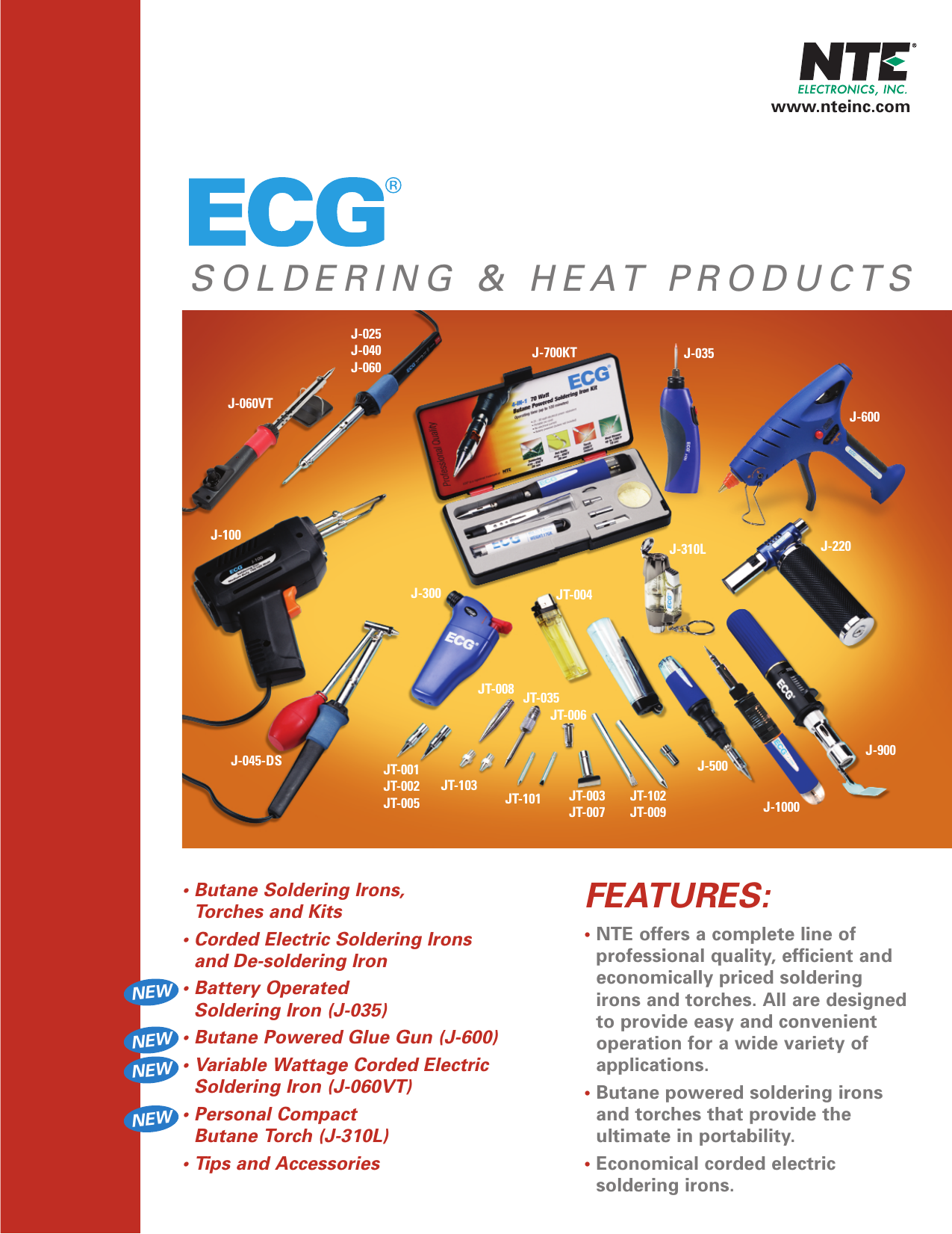 ECG JT-006 Heat Blower for J-1000 Butane Soldering Iron NTE Electronics Inc. 