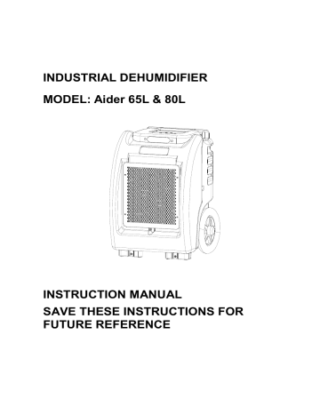 INDUSTRIAL DEHUMIDIFIER MODEL: Aider 65L | Manualzz