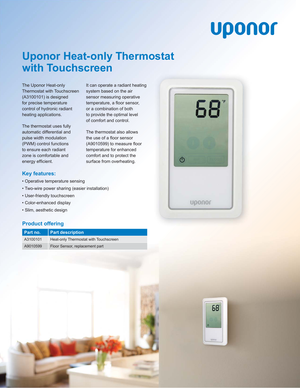 Uponor Heat Only Thermostat With Touchscreen Manualzz Com