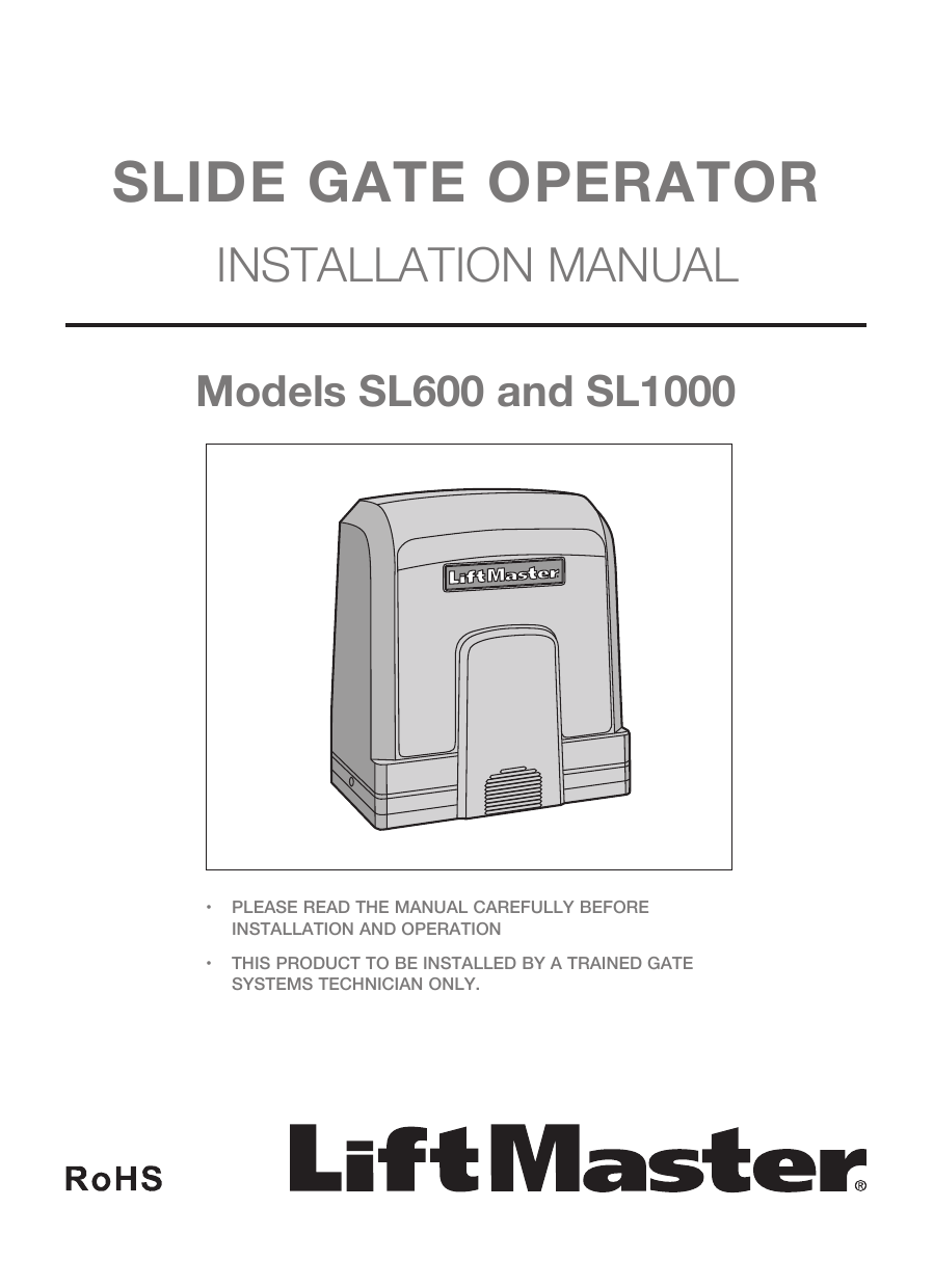 Chamberlain SL600 Installation manual Manualzz