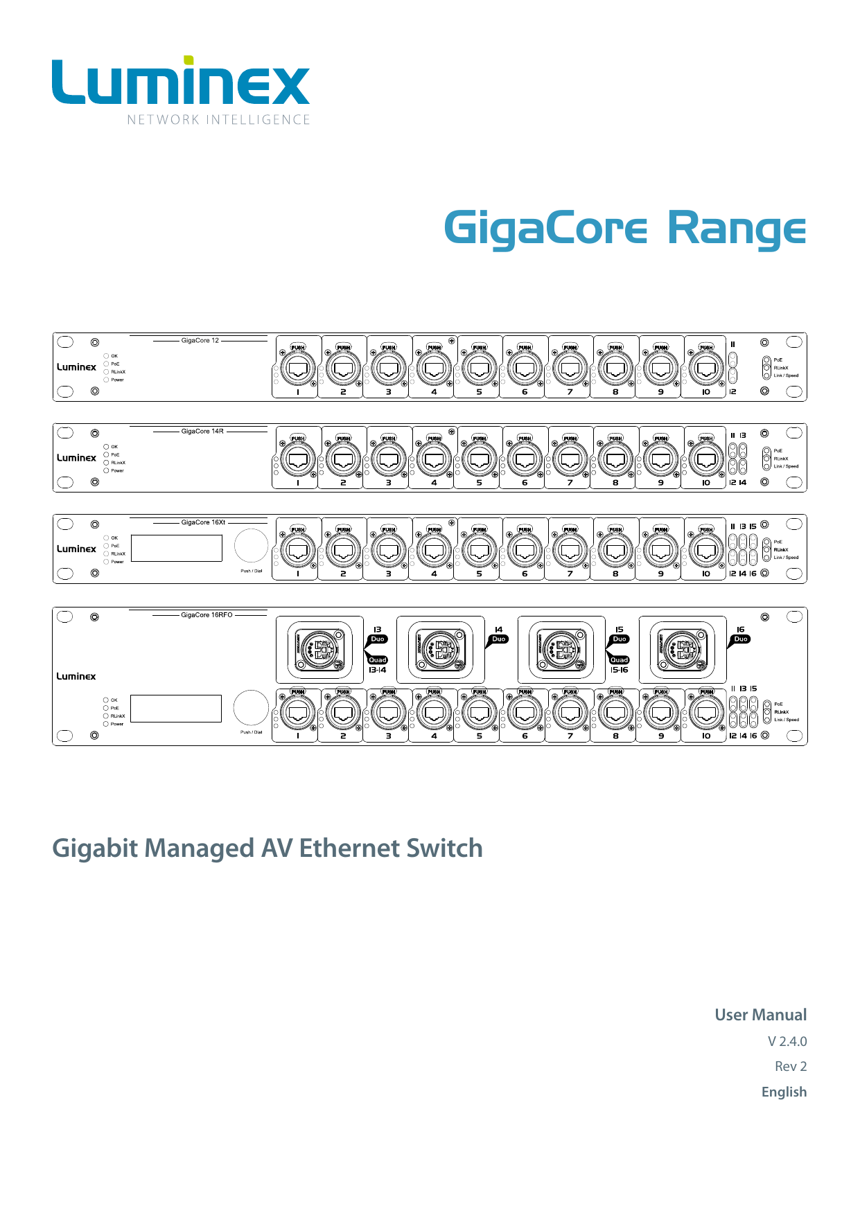 Luminex GigaCore 16RFO User Manual | Manualzz