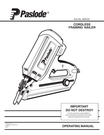 Paslode 900420 Cordless IMCT Framing Gun Nailer for sale online 