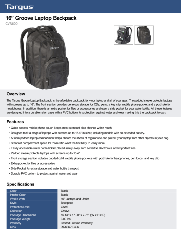 targus groove backpack 16
