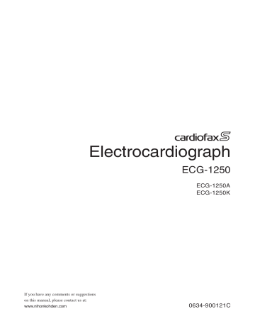 Nihon Kohden Cardiofax S (ECG 1250) | Manualzz