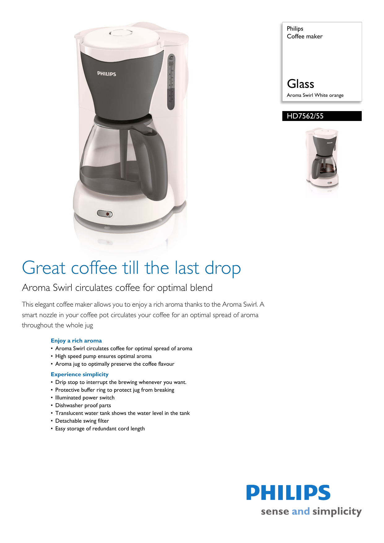 HD7562/55 Philips Coffee maker | Manualzz