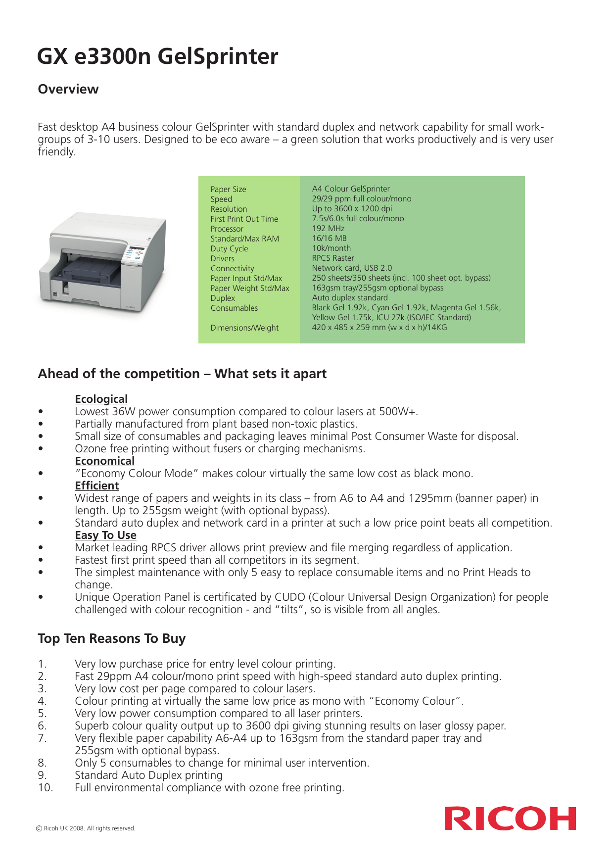 ricoh aficio gx e3300n