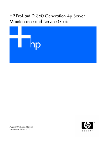 HP ProLiant DL360 Generation 4p Server Maintenance and Service | Manualzz