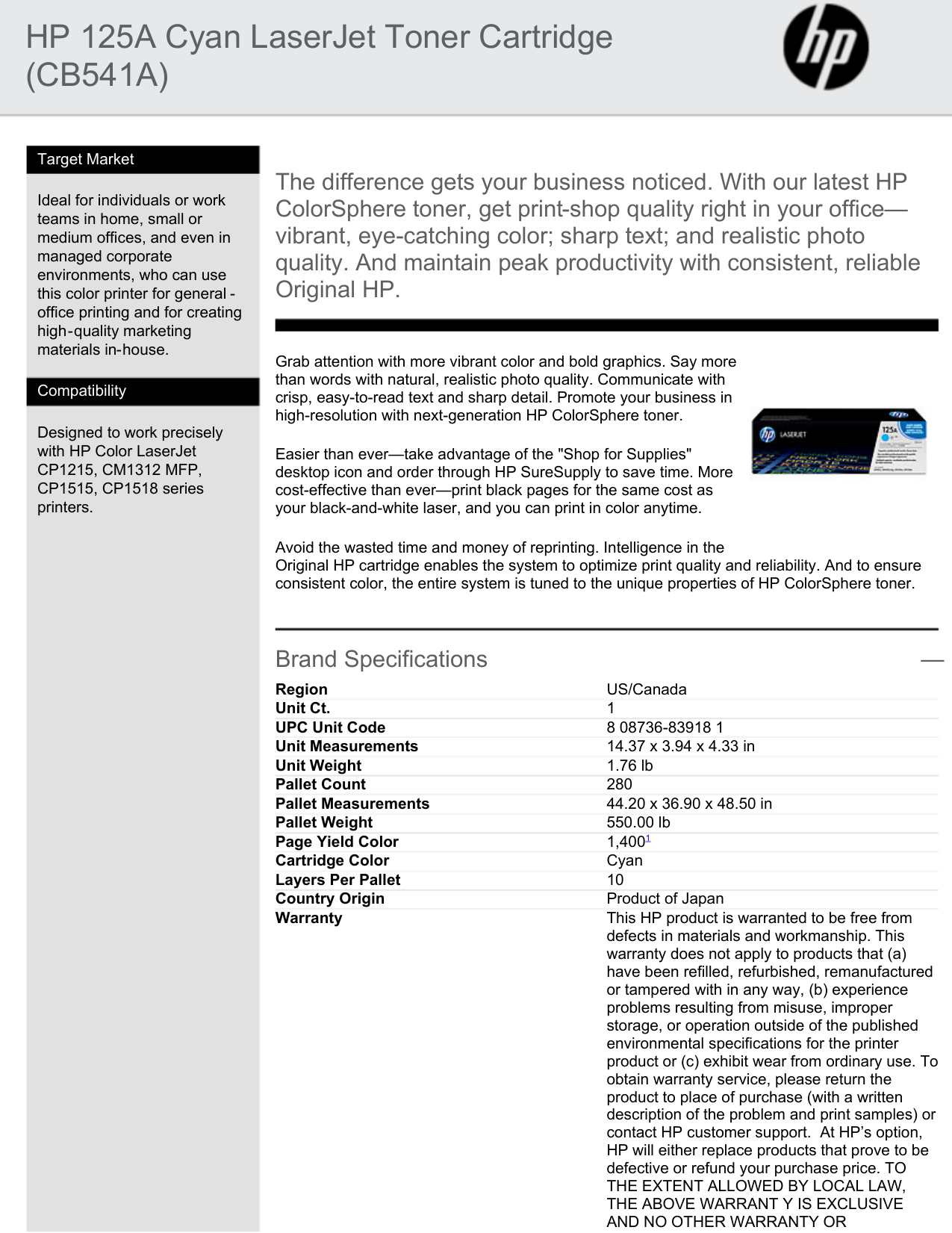 hp color laserjet cp1215 cartridges price