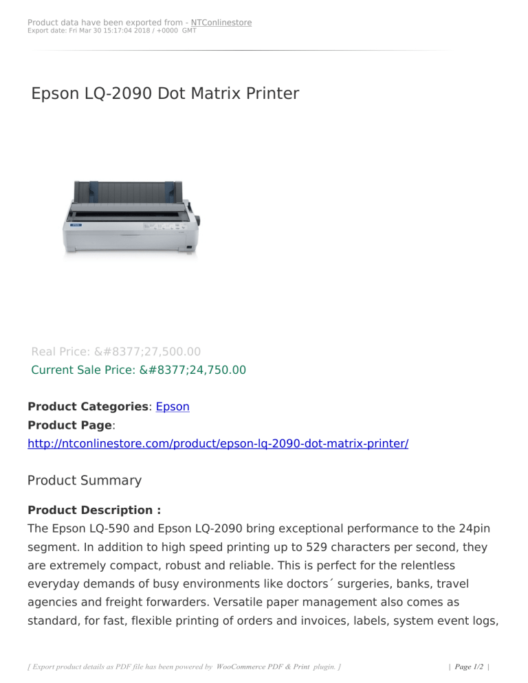 epson lq 2090 printer price