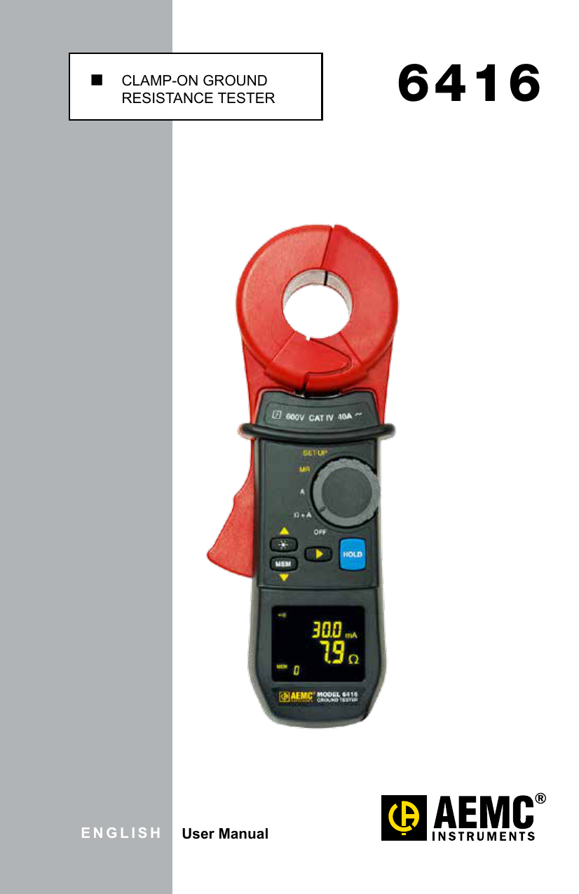 AEMC 6416 CLAMPON GROUND RESISTANCE TESTER ENGLISH User Manual