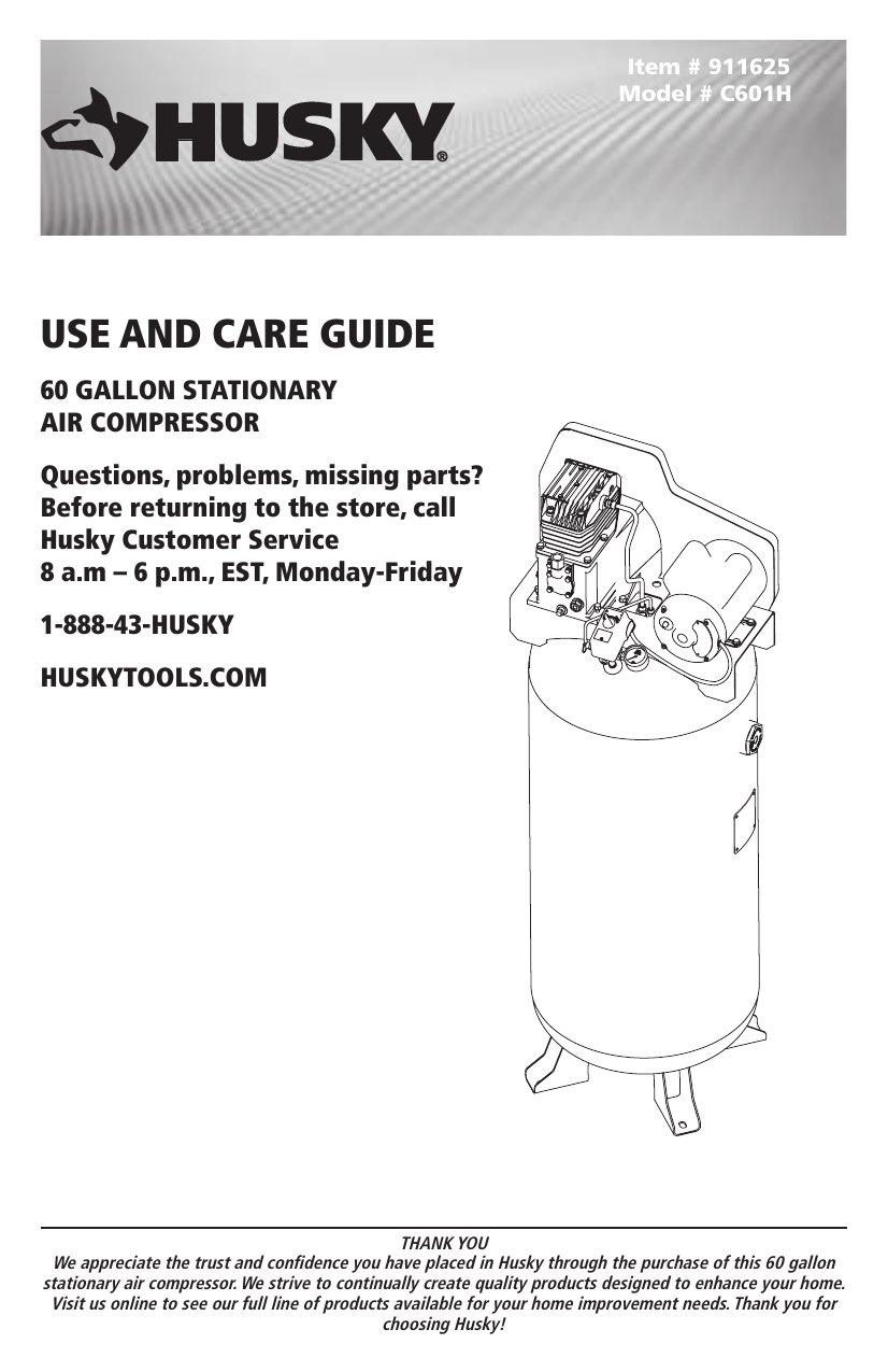 Husky 80 Gallon Air Compressor Parts Manual Reviewmotors.co