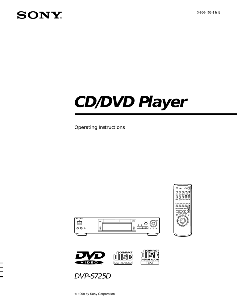 Sony Dvp S725d Operating Instructions Manualzz