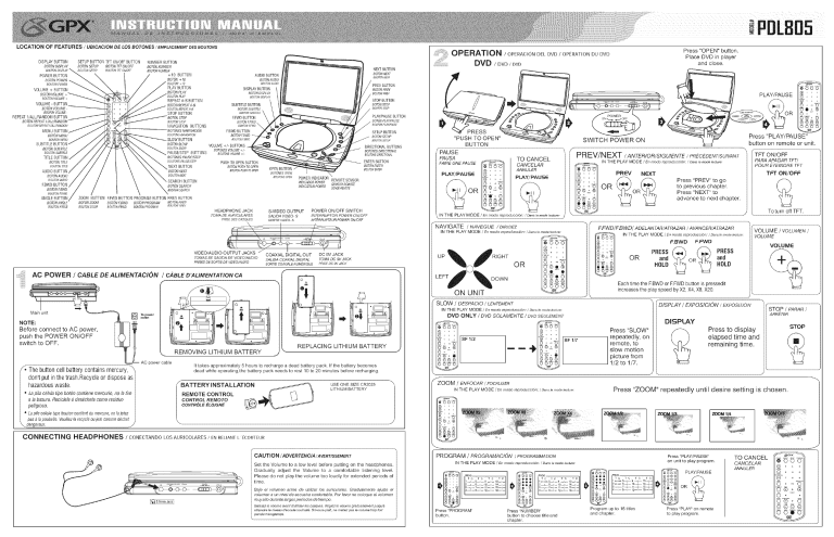 GPX PDL805 Owner's manual | Manualzz