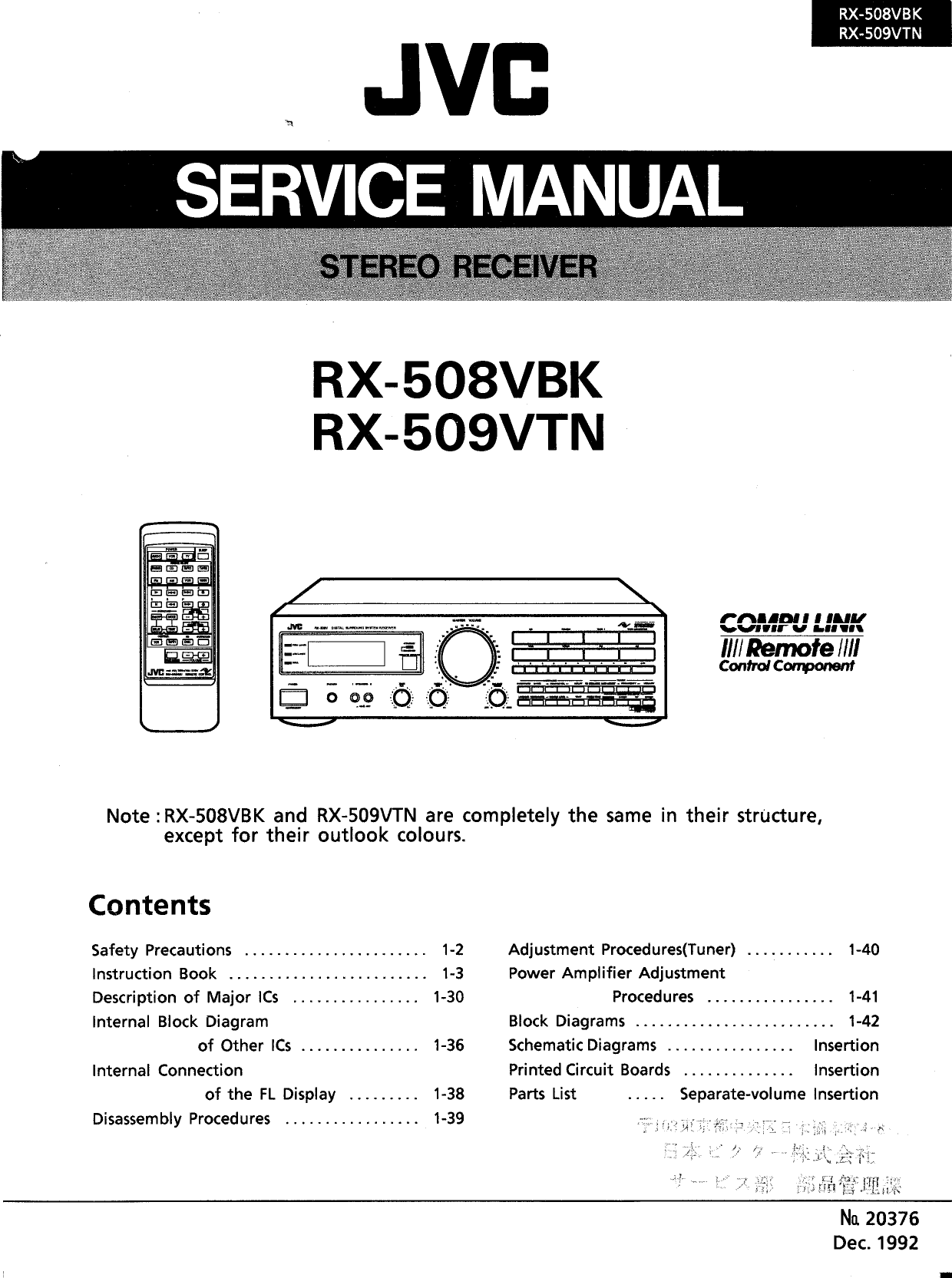 Jvc Rx 509 Vtn Service Manual Manualzz