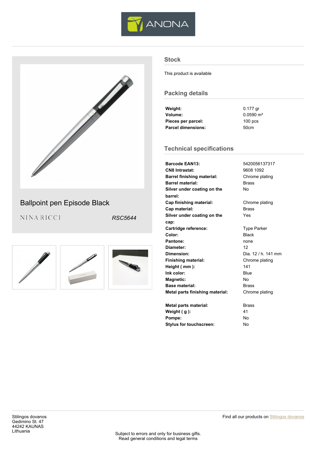 ballpoint pen dimensions