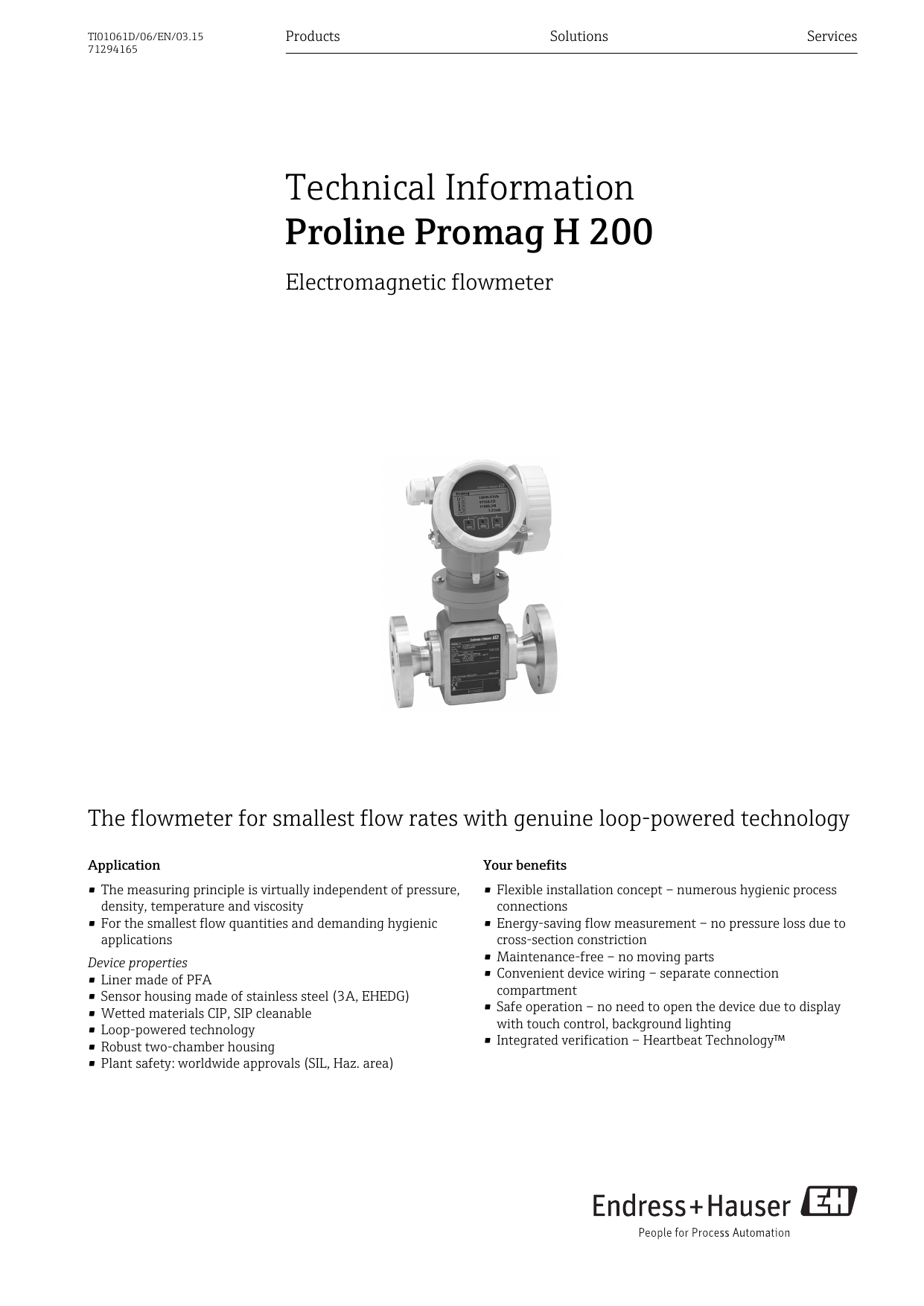 ENDRESS+HAUSER Proline Promag H 200 Technical information Manualzz