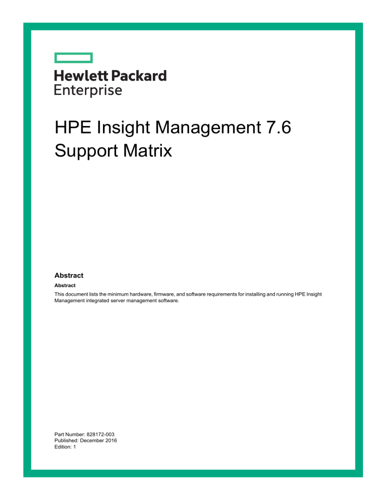 Hpe Insight Management 7 6 Support Matrix Manualzz